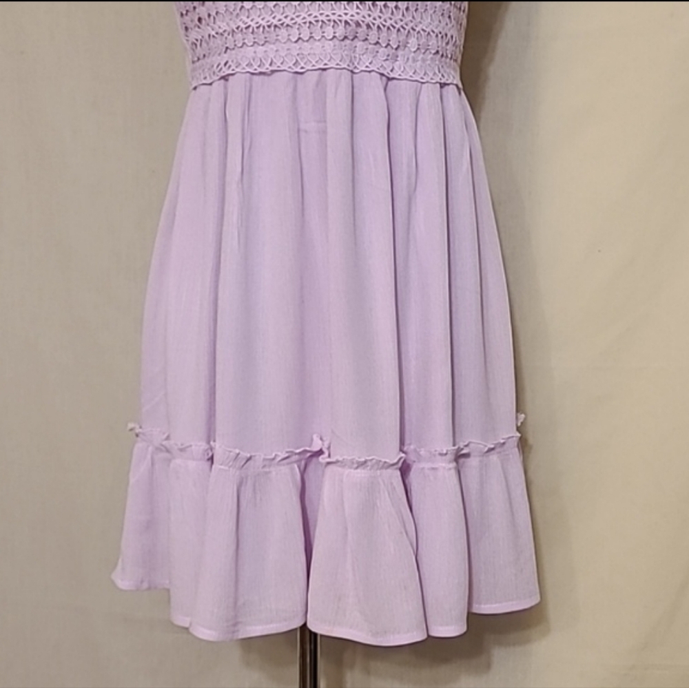 Timing Lavender Lace Bodice Mini Dress - Picture 6 of 11